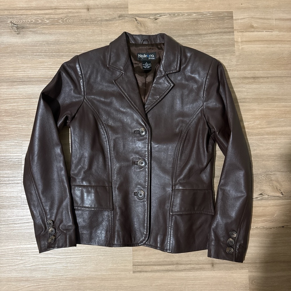 STYLUS Women's Dark Brown Leather Jacket